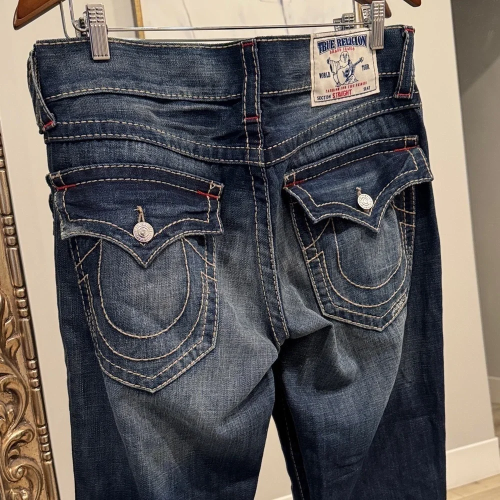 True Religion Navy Distressed Relaxed Jeans